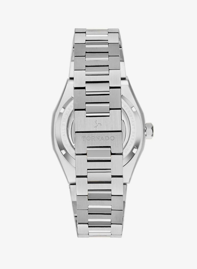 TORNADO Men's  Solid Stainless Steel,Integrated bracelet with Brushed Outer Links, Polished Center Links Automatic Watch T24303-SBSH - 41mm mm - Image 3