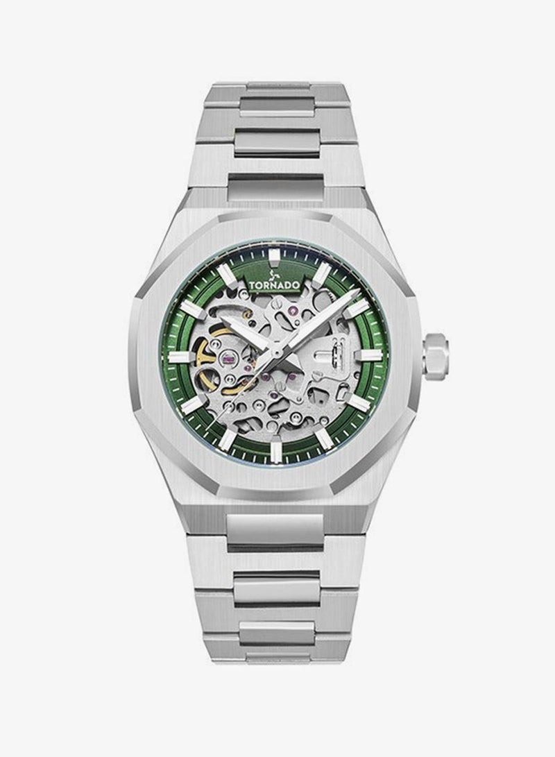 TORNADO Men's  Solid Stainless Steel,Integrated bracelet with Brushed Outer Links, Polished Center Links Automatic Watch T24303-SBSH - 41mm mm - Image 1
