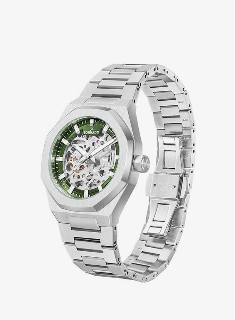 TORNADO Men's  Solid Stainless Steel,Integrated bracelet with Brushed Outer Links, Polished Center Links Automatic Watch T24303-SBSH - 41mm mm - Image 2