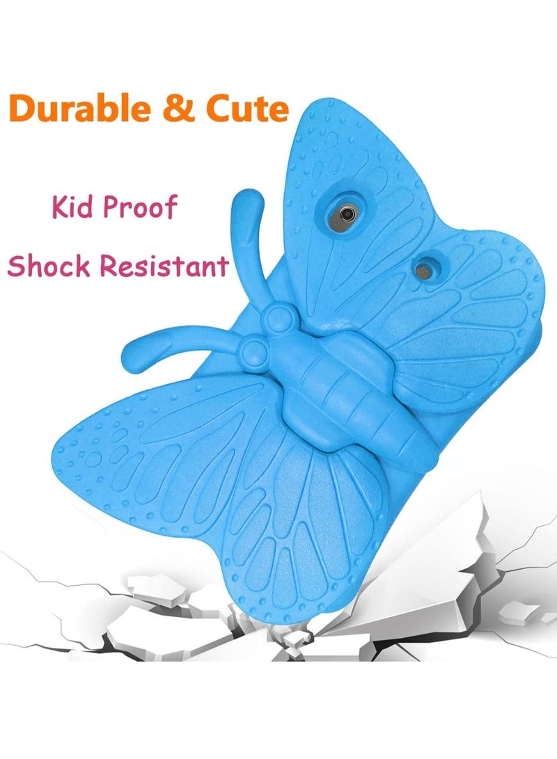 Raxoom iPad 9th/8th/7th Generation Kids Case - Cute Butterfly Shockproof EVA Foam Super Protection Stand Cover for iPad 10.2" (2021, 2020, 2019) and iPad Air 3/Pro 10.5" - Blue - Image 4