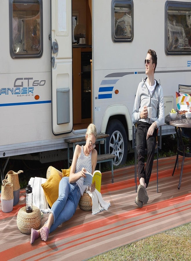 CGEAR RV Comfort Mat - Patented Sand-Free Technology with Ultra Soft Material - Sized to Your RV, Campsite, Beach House - Great Outdoor Patio Rug for RV and Camping (Earthy Dynamic Stripe, 4' x 5') - Image 2