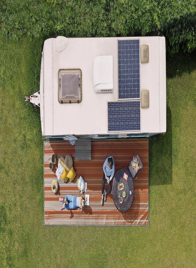 CGEAR RV Comfort Mat - Patented Sand-Free Technology with Ultra Soft Material - Sized to Your RV, Campsite, Beach House - Great Outdoor Patio Rug for RV and Camping (Earthy Dynamic Stripe, 4' x 5') - Image 5