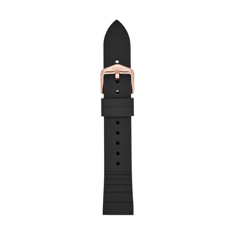Fossil Womens 18mm Silicone Interchangeable Watch Band Strap Color Black Model S181369 - Image 2