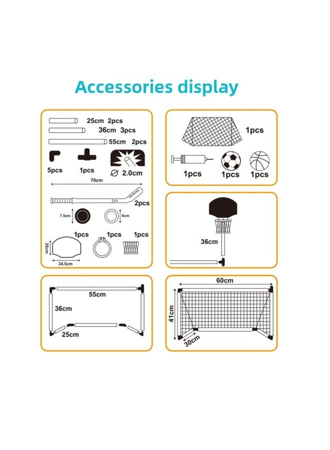 Football Gate Basketball Ice Hockey Three-in-one Suit Children's Parent-child Indoor And Outdoor Sports Leisure Sports Toys-Color:213-21 Skills Ice Hockey Gate (double Doors)