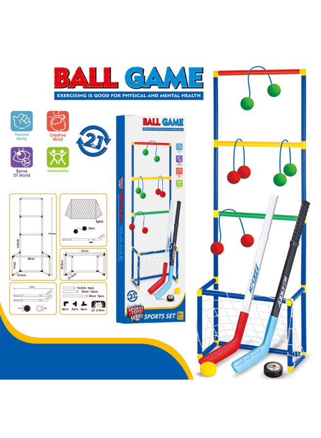 Football Gate Basketball Ice Hockey Three-in-one Suit Children's Parent-child Indoor And Outdoor Sports Leisure Sports Toys-Color:213-21 Skills Ice Hockey Gate (double Doors)