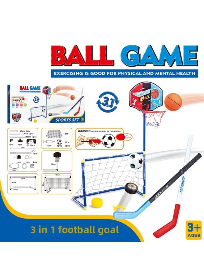 Football Gate Basketball Ice Hockey Three-in-one Suit Children's Parent-child Indoor And Outdoor Sports Leisure Sports Toys-Color:213-21 Skills Ice Hockey Gate (double Doors)
