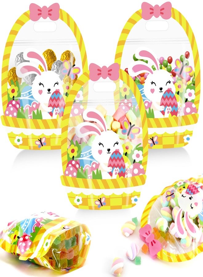 YGEINIT 24PCS Easter Gift Bags, Bunny Treat Bags with Handles, Colorful Plastic Sealed Pouch for Goodie Candy Gift Christians Sunday School Church Spring Easter Day Wrap Supplies - Image 1