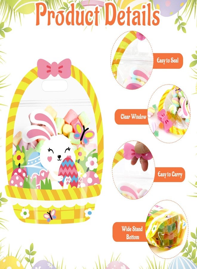 YGEINIT 24PCS Easter Gift Bags, Bunny Treat Bags with Handles, Colorful Plastic Sealed Pouch for Goodie Candy Gift Christians Sunday School Church Spring Easter Day Wrap Supplies - Image 3
