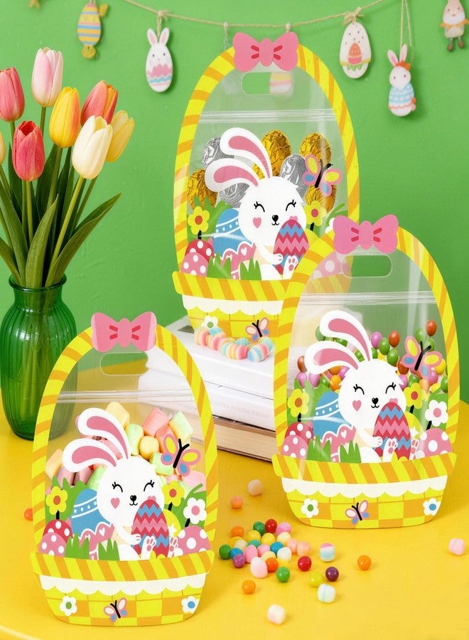 YGEINIT 24PCS Easter Gift Bags, Bunny Treat Bags with Handles, Colorful Plastic Sealed Pouch for Goodie Candy Gift Christians Sunday School Church Spring Easter Day Wrap Supplies - Image 4