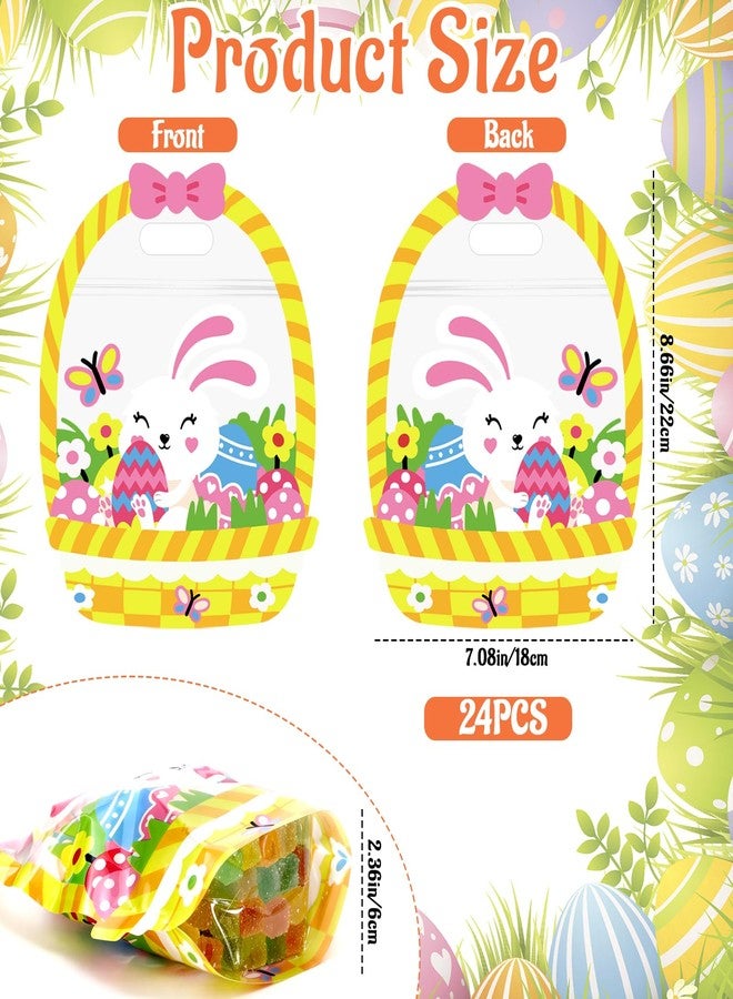 YGEINIT 24PCS Easter Gift Bags, Bunny Treat Bags with Handles, Colorful Plastic Sealed Pouch for Goodie Candy Gift Christians Sunday School Church Spring Easter Day Wrap Supplies - Image 2