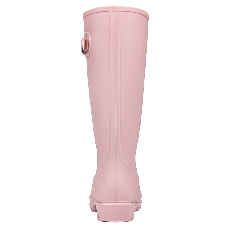DKSUKO Women's Tall Rain Boots Garden Boots Waterproof Wellington Rubber Boots(8 B(M) US, Matte Pink) - Image 3