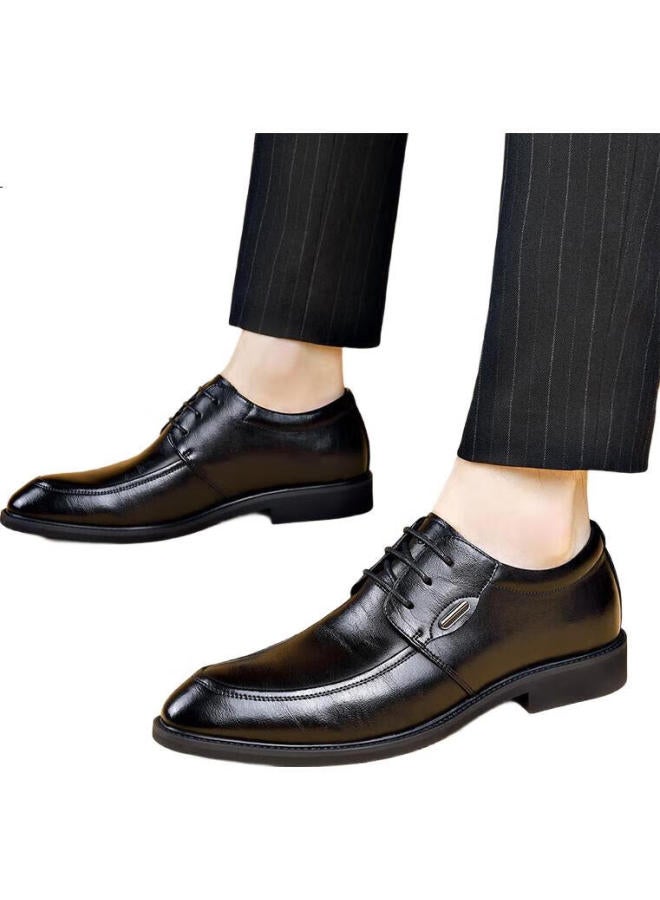 St&Sat Men'S Fashion Business Formal Leather Shoes Men'S Lace-Up Casual Leather Shoes Men Black Size 40 - Image 1