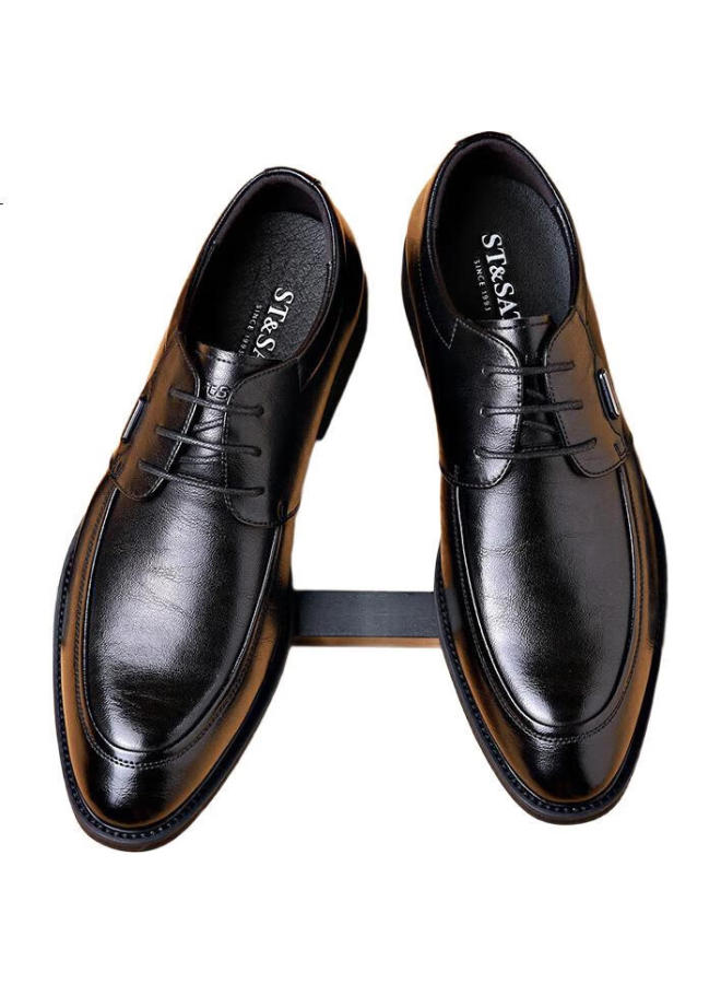 St&Sat Men'S Fashion Business Formal Leather Shoes Men'S Lace-Up Casual Leather Shoes Men Black Size 40 - Image 3