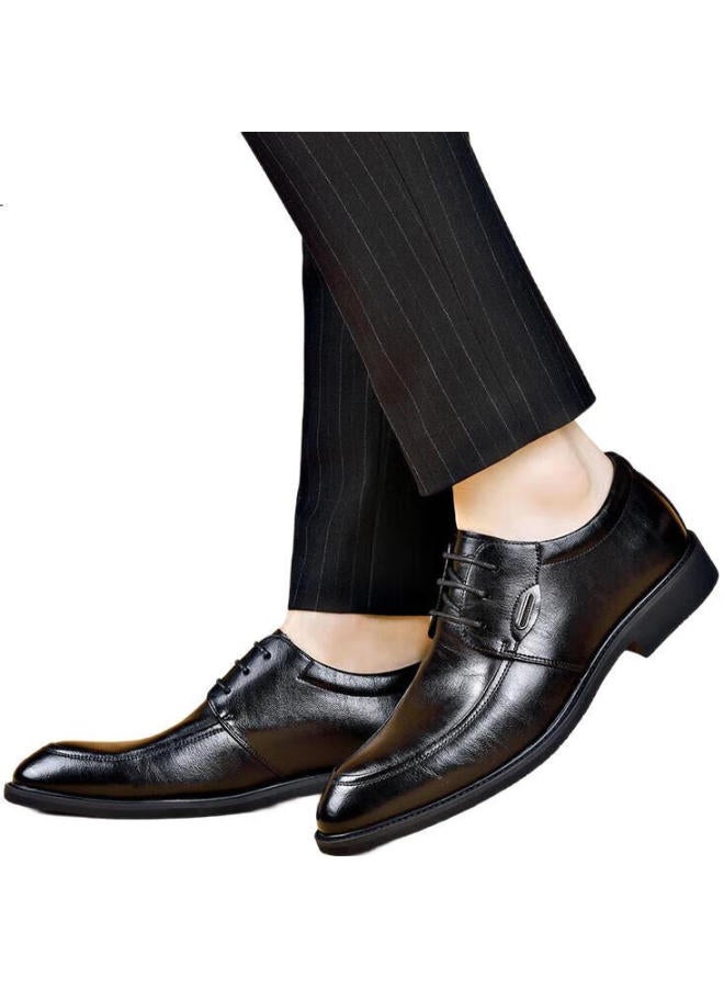 St&Sat Men'S Fashion Business Formal Leather Shoes Men'S Lace-Up Casual Leather Shoes Men Black Size 40 - Image 2