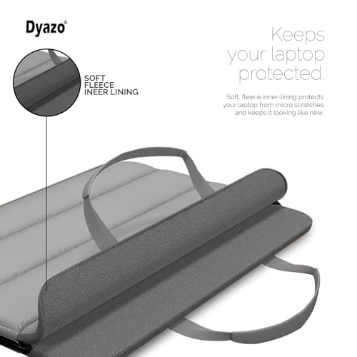 Dyazo Fluffy Laptop Sleeve 14.1 Inch | Soft Padded Carry Bag with Handle & Front Zipper Pocket | Water-Resistant Protective Cover | Compatible for MacBook Air/Pro, Dell, HP, Lenovo, Acer & More (Grey) - Image 3