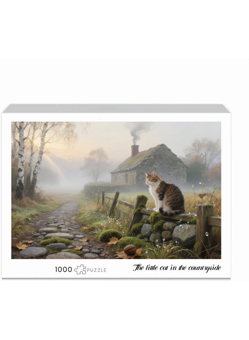 1000 pieces of rural cat themed puzzle and puzzle leisure toys, suitable for both adults and children - Image 2