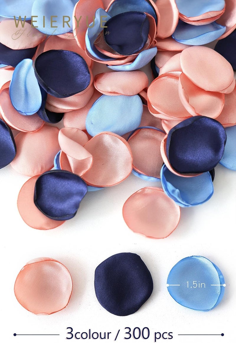 WEIERYUE 300PCS Silk Rose Petals,Beautiful Realistic Scatter Rose Petals Romantic Night Decoration,Wedding Party Decoration Artificial Flowers Petals (Blue and Pink) - Image 2