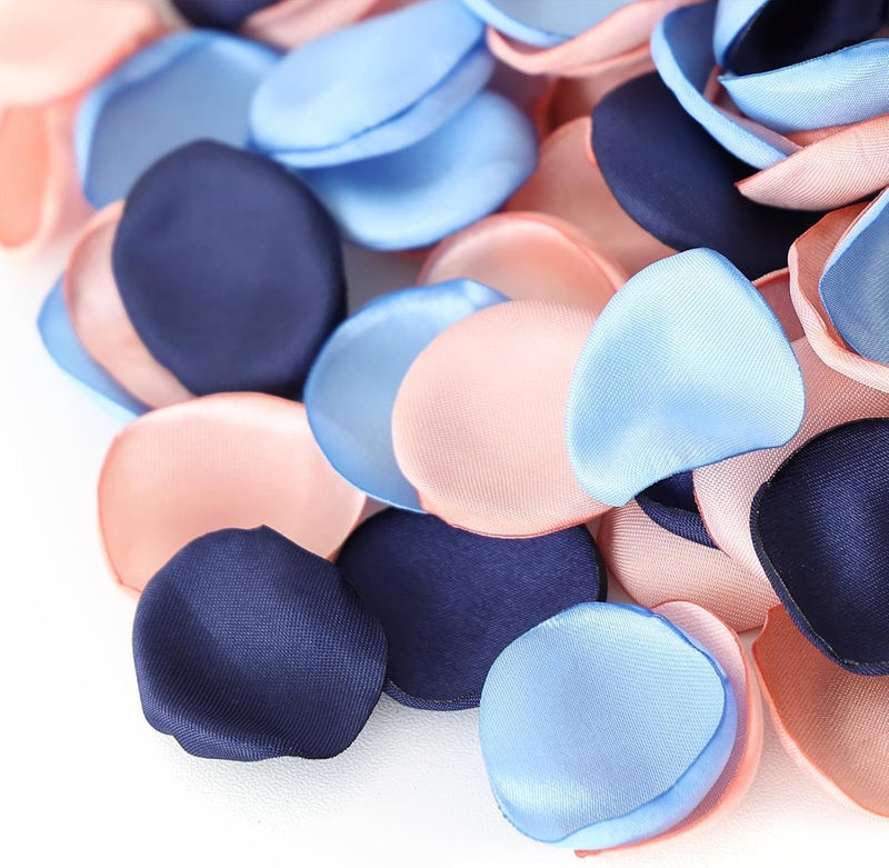 WEIERYUE 300PCS Silk Rose Petals,Beautiful Realistic Scatter Rose Petals Romantic Night Decoration,Wedding Party Decoration Artificial Flowers Petals (Blue and Pink) - Image 1