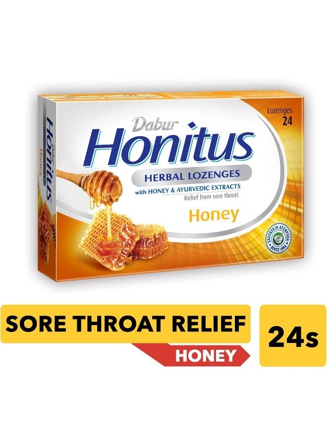 Dabur Honitus Herbal Honey Flavor 24 Lozenges Effective Relief From Cough, Strep Infection And Sore Throat Pain - Image 3