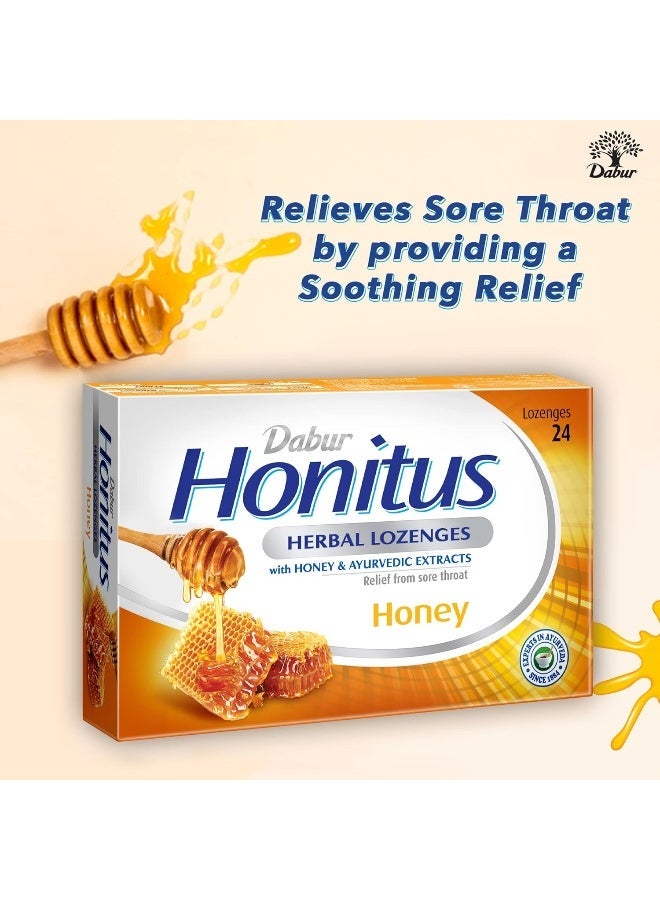Dabur Honitus Herbal Honey Flavor 24 Lozenges Effective Relief From Cough, Strep Infection And Sore Throat Pain - Image 5