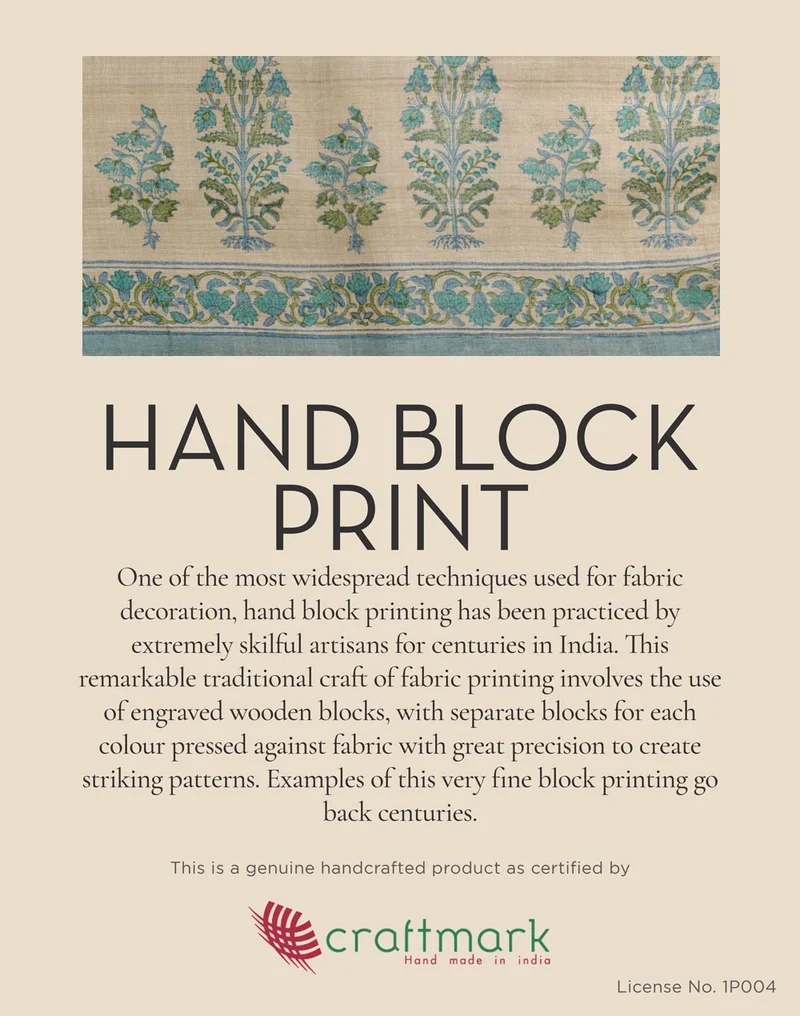 Fabindia Green Cotton Hand Block Printed Shirt