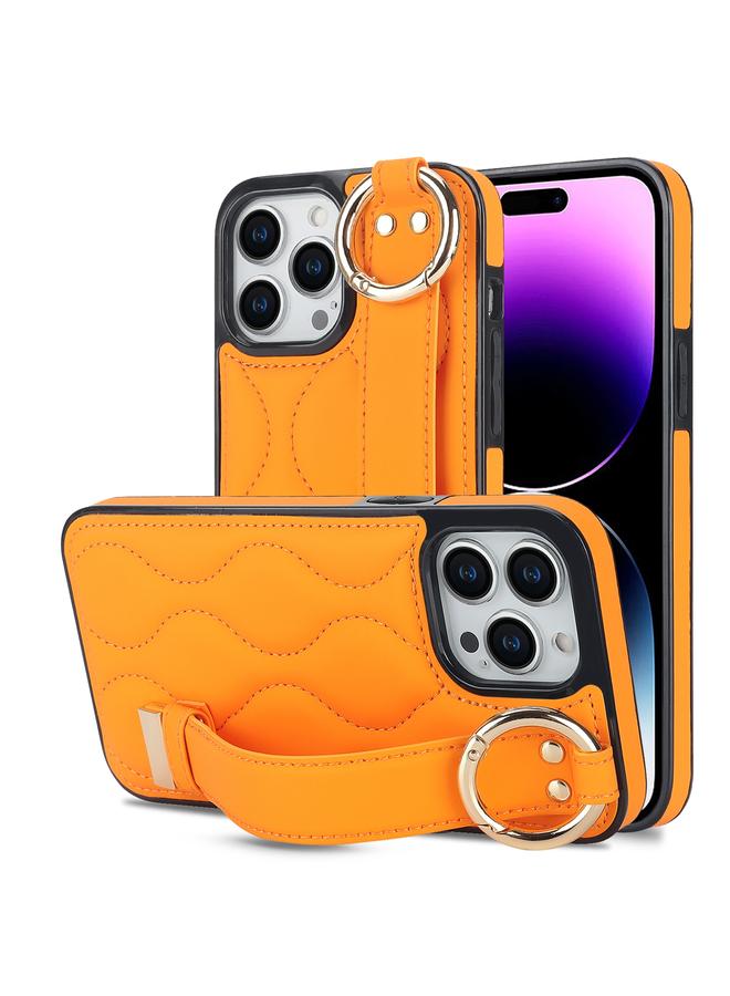 S-TOP Case For iPhone 14 Pro Max Non-slip Full Coverage Ring PU Phone Case with Wristband - Image 1