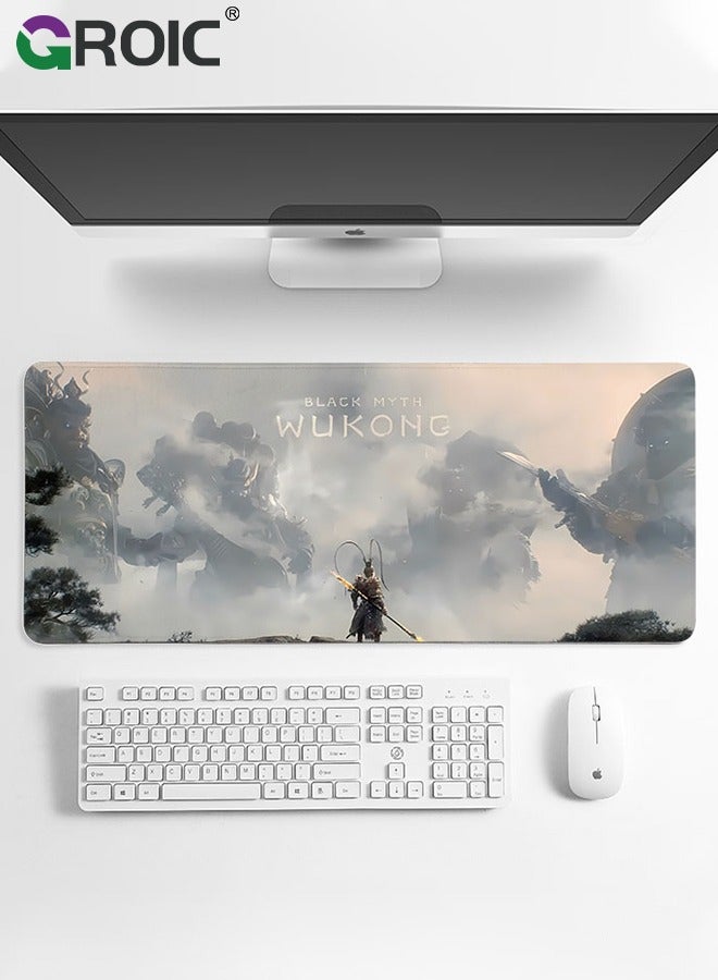 Black Myth Wu Kong Mouse Pad Wukong Desk Mat, Big Full Keyboard and Cool Pad, XL Gaming Mousepad, Monkey Desktop Decoration New Mousepad
