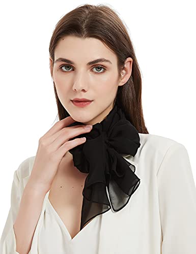 PANTONIGHT Long Chiffon Sheer Scarf For womens (065 plain black) - Image 2