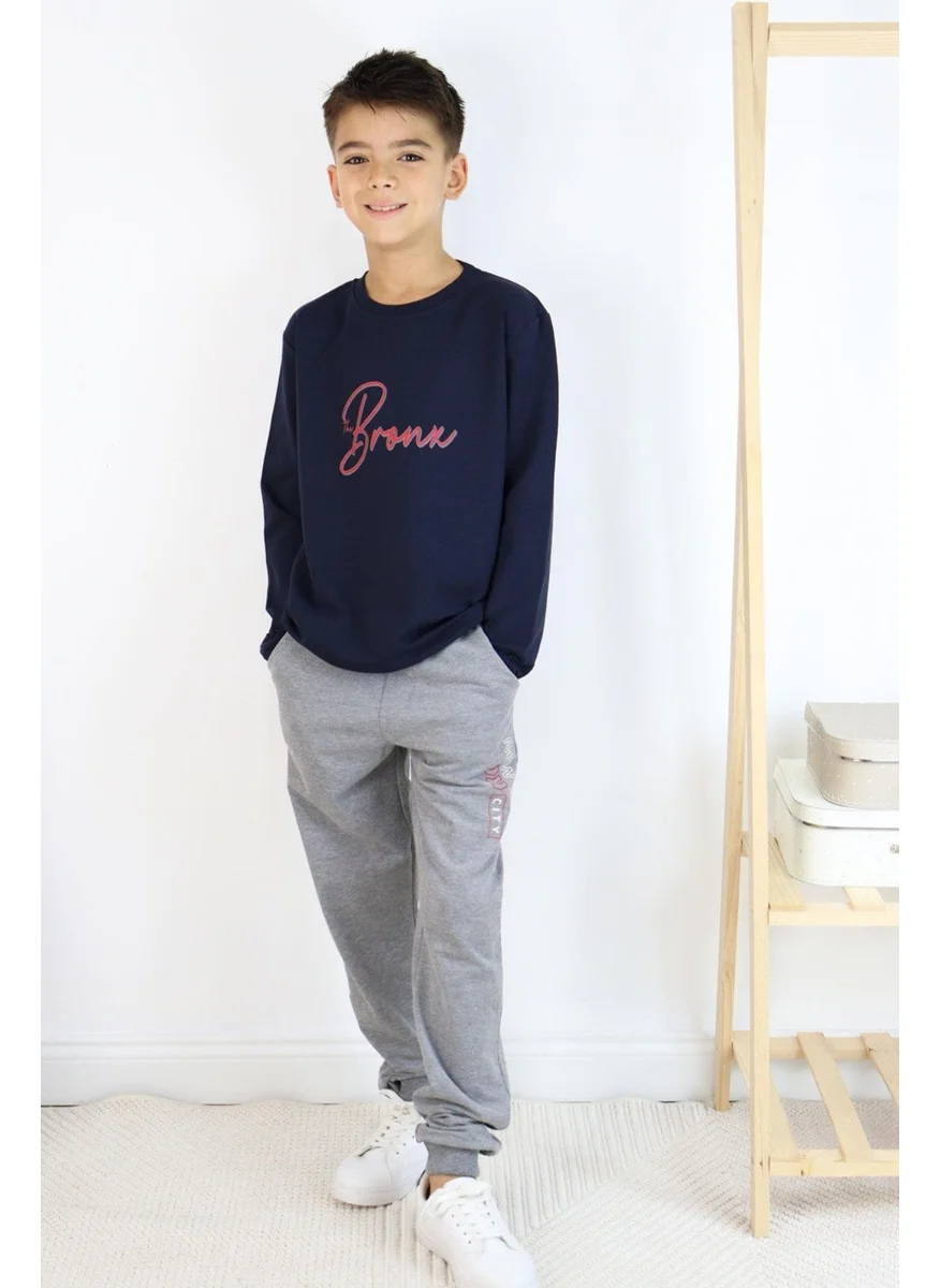 Breeze Boy Tracksuit Printed on Back 6-12 Years, Navy Blue