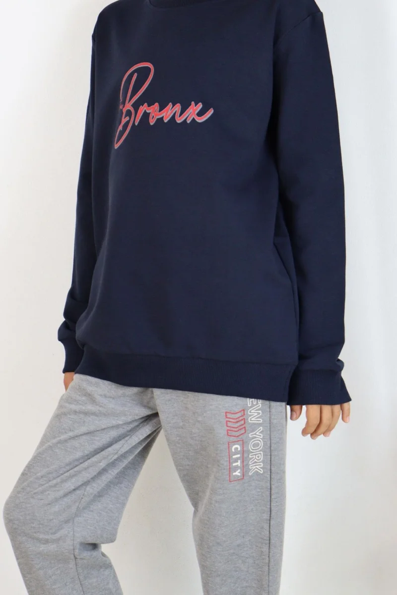 بريز Boy Tracksuit Printed on Back 6-12 Years, Navy Blue
