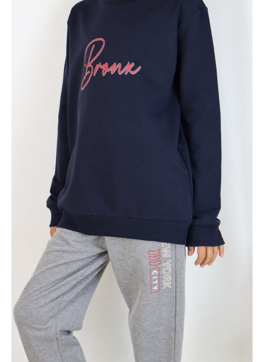Breeze - Boy Tracksuit Printed on Back 6-12 Years, Navy Blue - Image 1