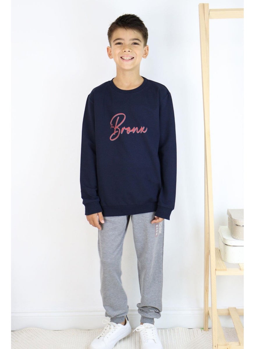 Breeze - Boy Tracksuit Printed on Back 6-12 Years, Navy Blue - Image 1