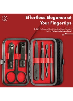Beaute Secrets 7 In 1 Manicure Set Professional Black Stainless Steel Nail Clipper Kit Finger Plier Nails Art Pedicure Toe Nail Tools Set  - Image 4