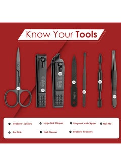 Beaute Secrets 7 In 1 Manicure Set Professional Black Stainless Steel Nail Clipper Kit Finger Plier Nails Art Pedicure Toe Nail Tools Set  - Image 2