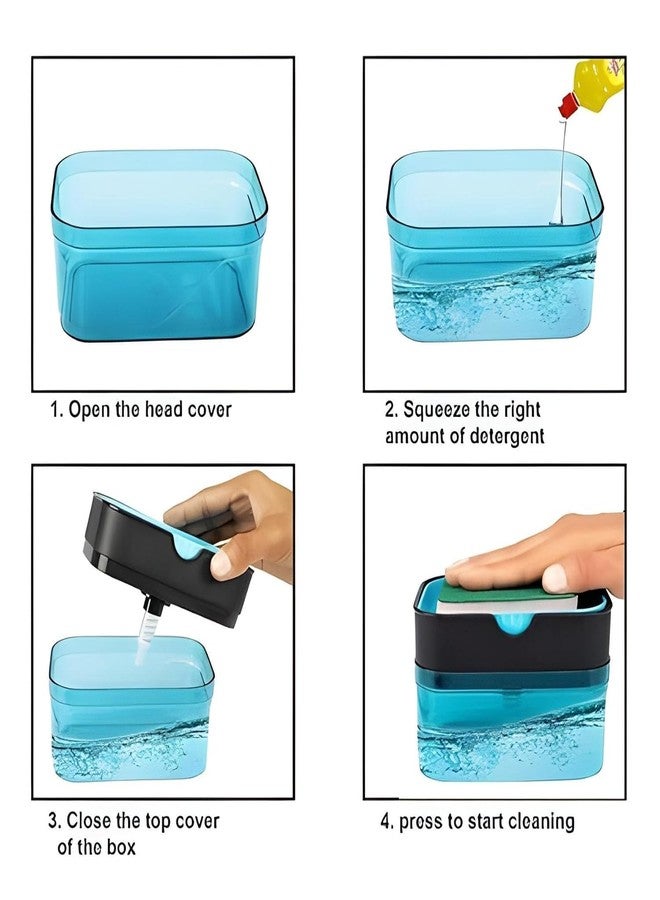 Japak 2-in-1 Soap Dispenser for Kitchen Sink with Sponge Holder | One-Hand Press Liquid Dishwashing Pump | Durable Plastic, Easy Refill, Anti-Leak Design (1 Pc) - Image 5