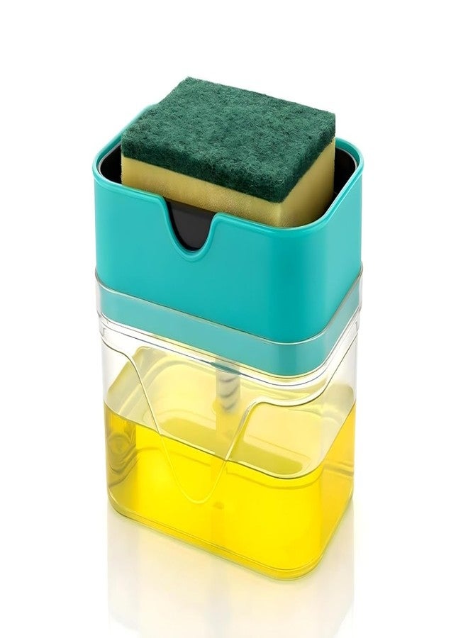 Japak 2-in-1 Soap Dispenser for Kitchen Sink with Sponge Holder | One-Hand Press Liquid Dishwashing Pump | Durable Plastic, Easy Refill, Anti-Leak Design (1 Pc) - Image 3