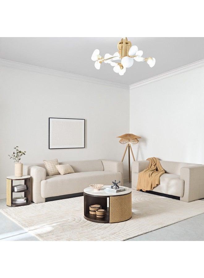 Home Box طاولة قهوة رattan باي بسطح رخام 80 × 45 × 80 سم - Image 5