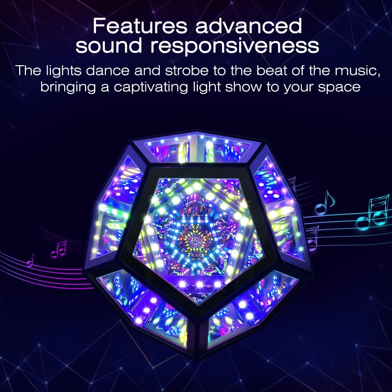 MITO Infinity Mirror Light Infinite Dodecahedron Color Art Light for Gaming Room Decor 3D Hyper Cube RGBW Color Changing Night Lighting for Computer Gaming Desk Birthday Christmas Gift - Image 4