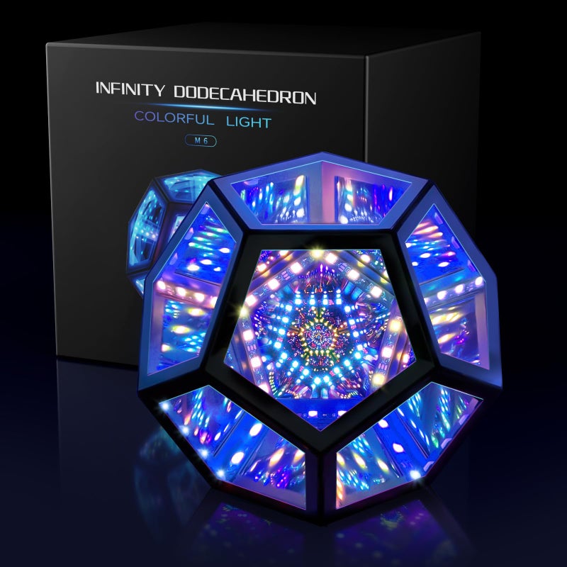 MITO Infinity Mirror Light Infinite Dodecahedron Color Art Light for Gaming Room Decor 3D Hyper Cube RGBW Color Changing Night Lighting for Computer Gaming Desk Birthday Christmas Gift - Image 1