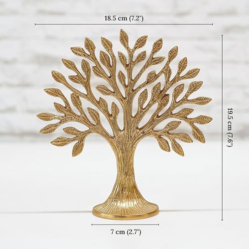 BEHOMA Aluminium Tree of Life Showpiece | Kalpvriksha Table Decor for Home Office | karpaga viruksham Tree Vastu Feng Shui Good Luck Gift for Wedding Anniversary, Birthday, Valentine Day | Gold - Image 3