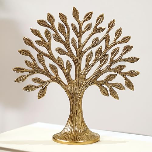 BEHOMA Aluminium Tree of Life Showpiece | Kalpvriksha Table Decor for Home Office | karpaga viruksham Tree Vastu Feng Shui Good Luck Gift for Wedding Anniversary, Birthday, Valentine Day | Gold - Image 2