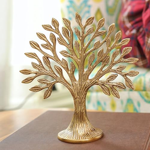 BEHOMA Aluminium Tree of Life Showpiece | Kalpvriksha Table Decor for Home Office | karpaga viruksham Tree Vastu Feng Shui Good Luck Gift for Wedding Anniversary, Birthday, Valentine Day | Gold - Image 5