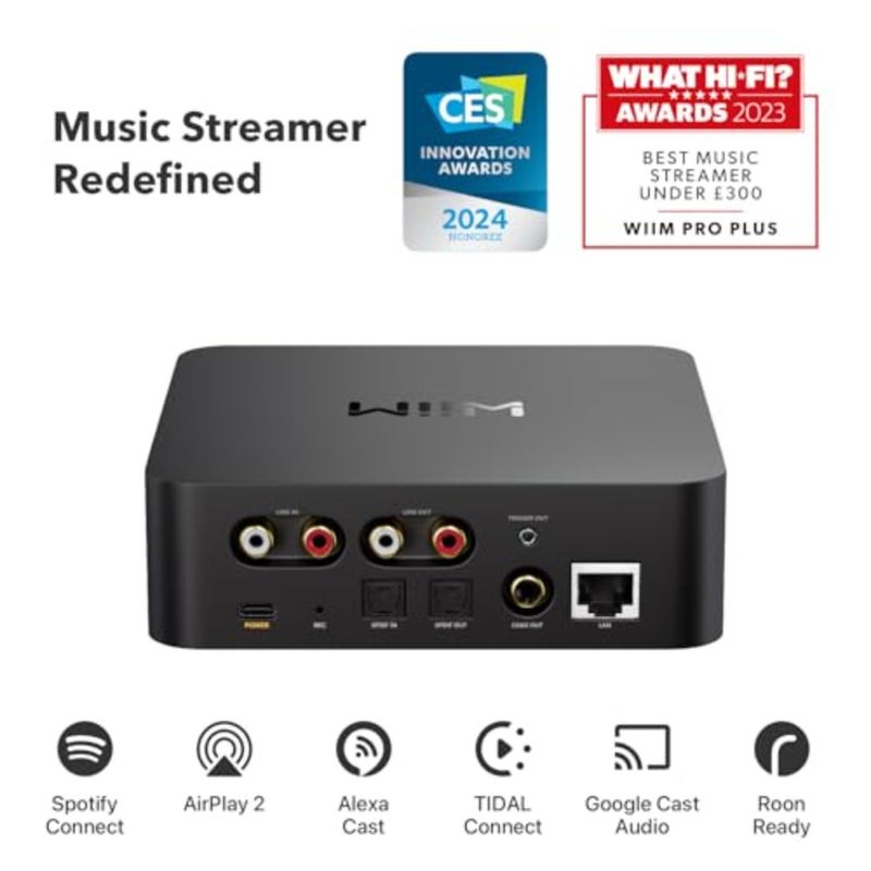 جهاز استقبال بث صوتي منزلي للاستخدام في غرف متعددة، هيكل من الألومنيوم الأسود مع AKM DAC ممتاز، يدعم AirPlay 2، Google Cast، صوت عالي الدقة من Spotify/Amazon Music/Tidal، جهاز تحكم عن بعد صوتي، متوافق مع Alexa/Siri/Google - Image 2