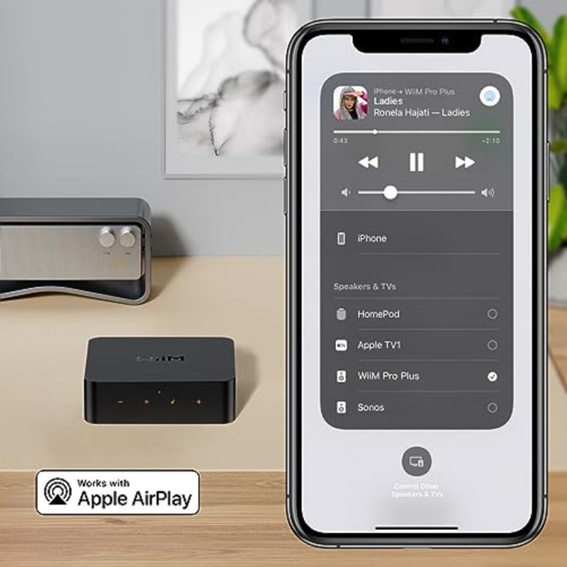 جهاز استقبال بث صوتي منزلي للاستخدام في غرف متعددة، هيكل من الألومنيوم الأسود مع AKM DAC ممتاز، يدعم AirPlay 2، Google Cast، صوت عالي الدقة من Spotify/Amazon Music/Tidal، جهاز تحكم عن بعد صوتي، متوافق مع Alexa/Siri/Google - Image 3