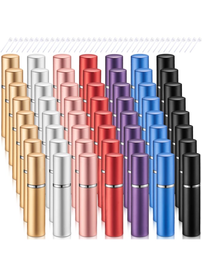 Zonon 56 Pieces 5ml Refillable Perfume Atomizer Mini Refillable Spray Perfume Bottle Portable with 56 Pieces Refill Pump Dispenser Pump Transfer Tool for Outgoing Valentines DayColorful - Image 2