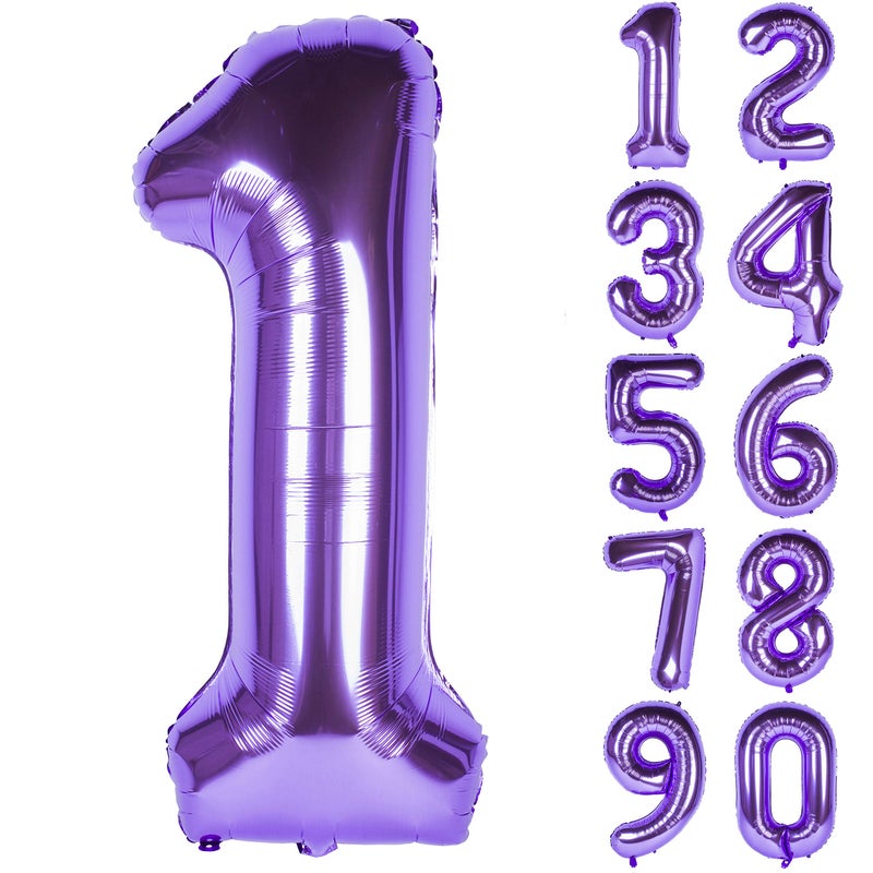 CHANGZHONG 40 Inch Purple number Helium Foil Birthday Party Digit Balloons Purple 1 - Image 1