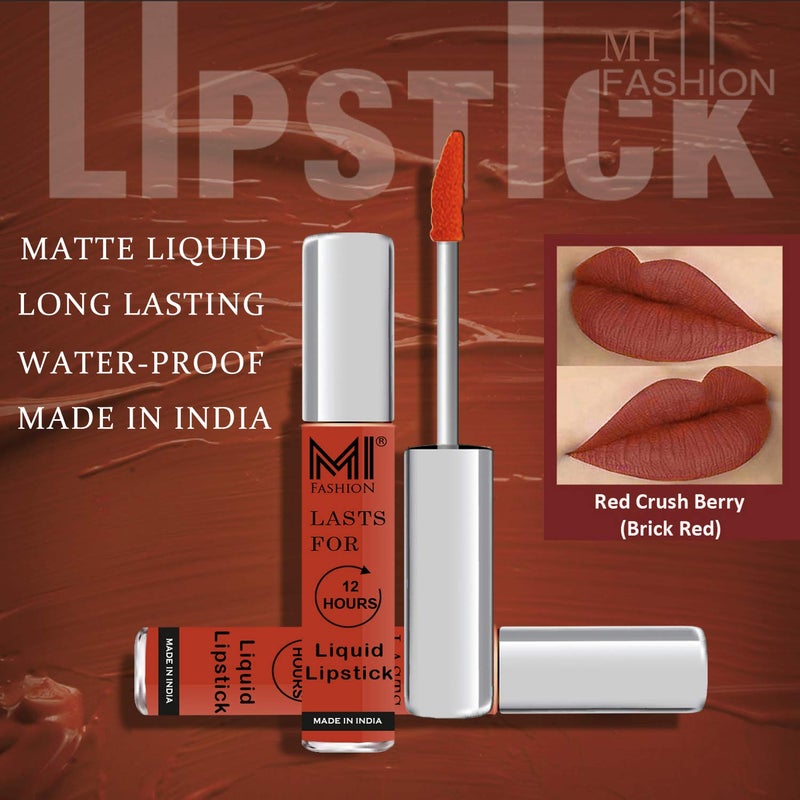 MI Fashion Made in India Lipstick Combo Offers 100 Veg Long Lasting Brick Red Liquid Matte Lipstick Red Bomber Creamy Matte Lipstick - Image 5