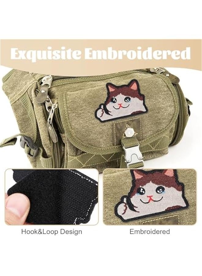 Generic Funny Cry Cat Patch, Embroidered Applique Patches, Cute Cat Patches DIY Decal Accessories with Hook Fastener Backing for Tactical Backpacks Dog Harnesses Army Vests Gym Bags Hats Helmets  - Image 3