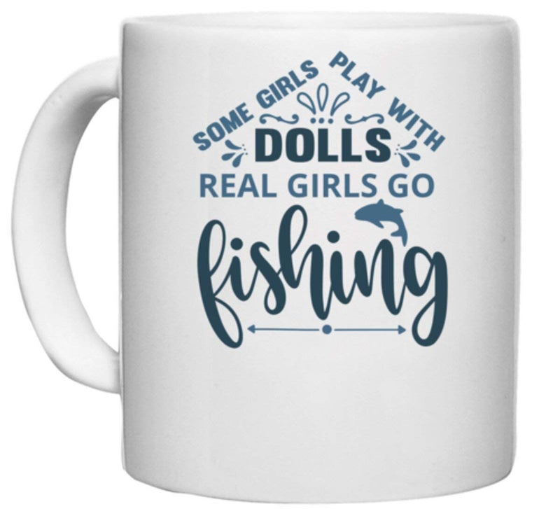 UDNAG White Ceramic Coffee/Tea Mug 'Fishing | Some Girl Play with' Perfect for Gifting [330ml] - Image 1
