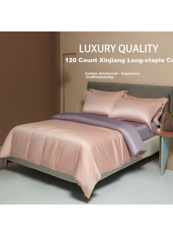 La Torretta Duvet Cover Single Piece, Class A, 120 Thread Count Pure Cotton, 150x200cm, For Single Or Double Bed, Pink-purple